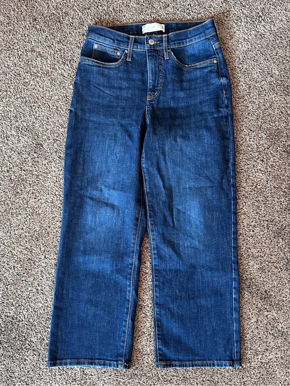 High Rise Straight Crop Dark Wash